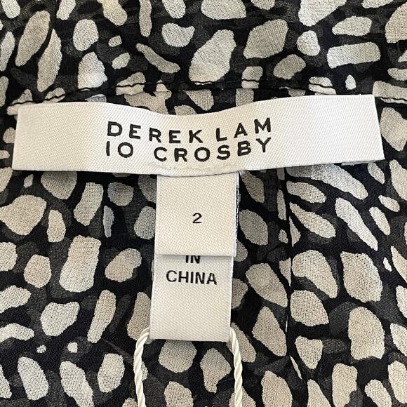 DEREK LAM 10 CROSBY Silk Lace Hem Cold Shoulder Halter Blouse Women's Sz 2 NWT - Picture 6 of 14